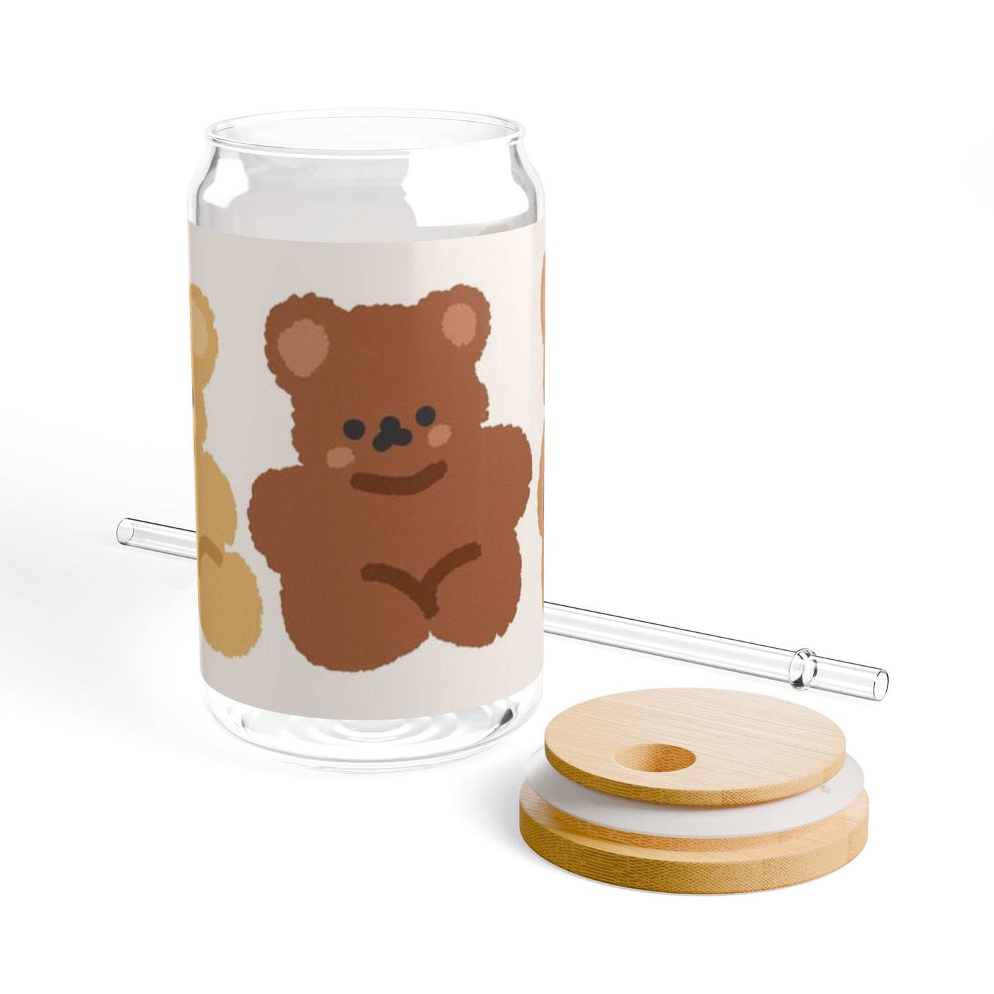 Bear Sipper Glass, 16oz - Cute Bear Design