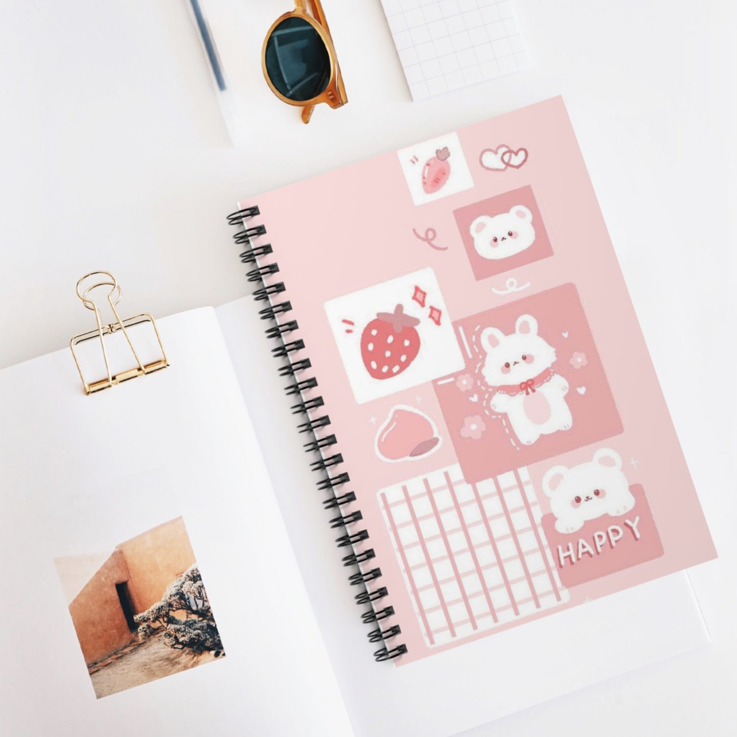 Cute Happy Strawberry Spiral Notebook - Perfect for Note-Taking and Journaling