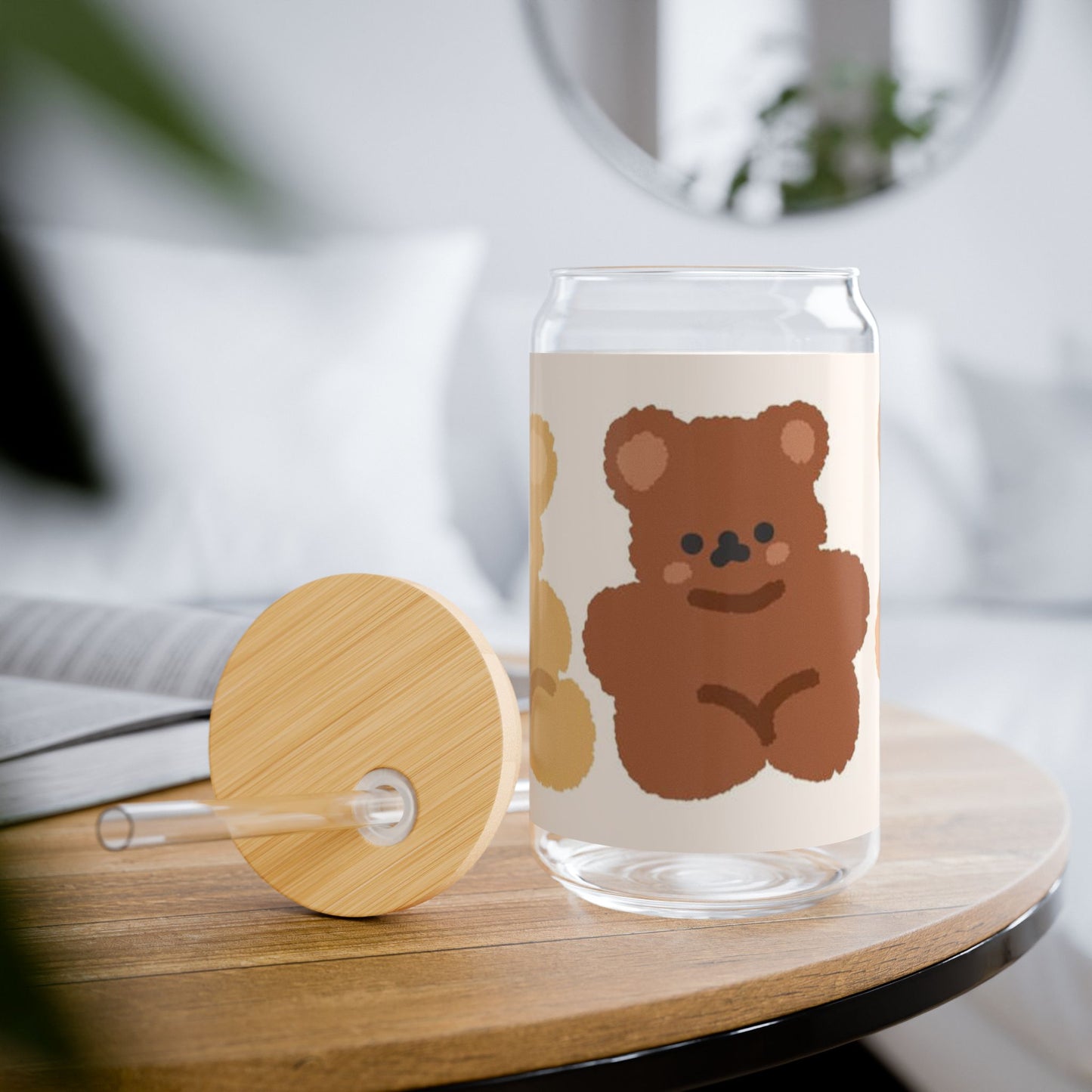 Bear Sipper Glass, 16oz - Cute Bear Design