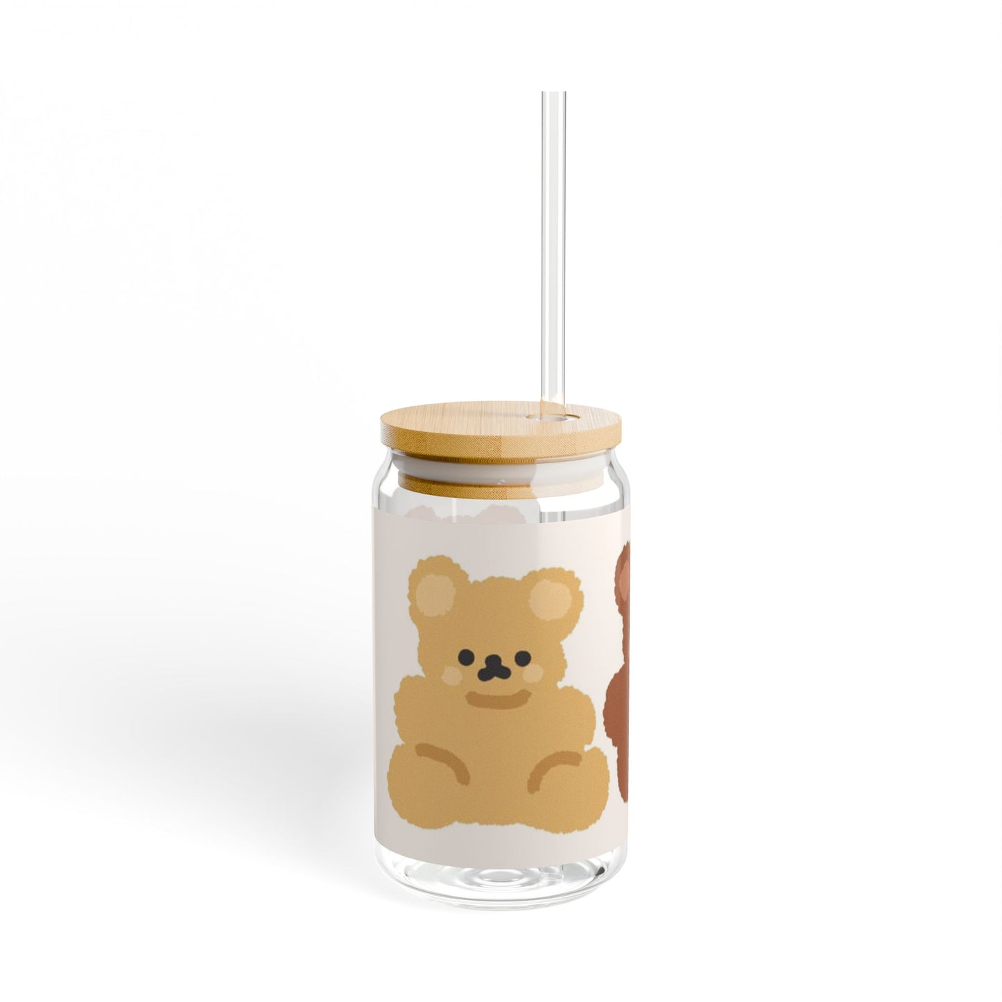 Bear Sipper Glass, 16oz - Cute Bear Design