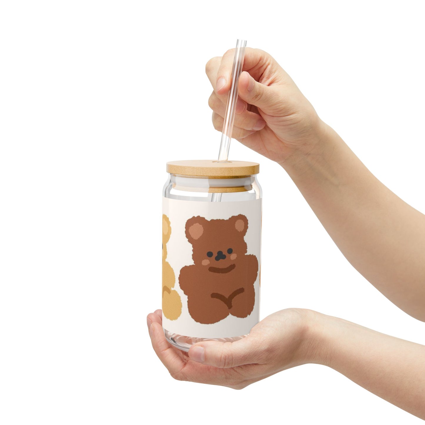 Bear Sipper Glass, 16oz - Cute Bear Design