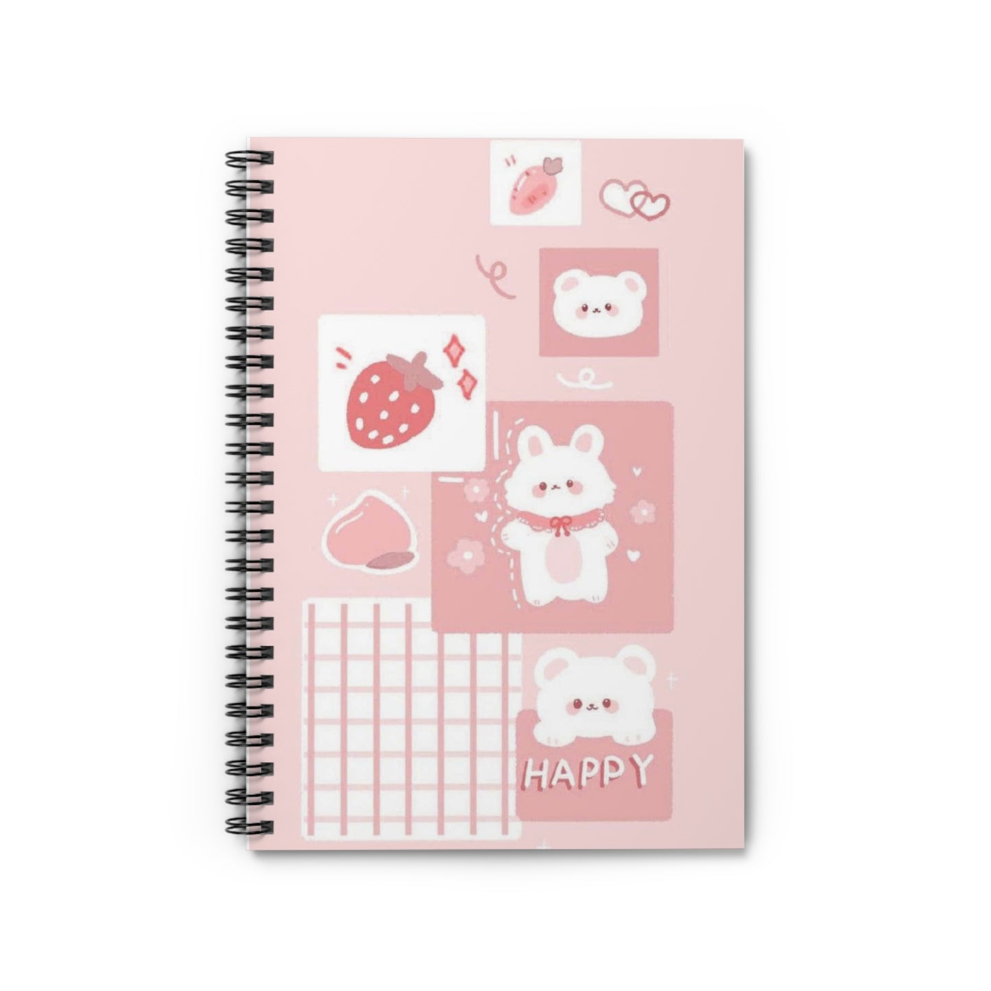 Cute Happy Strawberry Spiral Notebook - Perfect for Note-Taking and Journaling