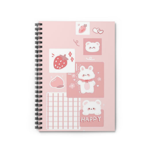 Cute Happy Strawberry Spiral Notebook - Perfect for Note-Taking and Journaling