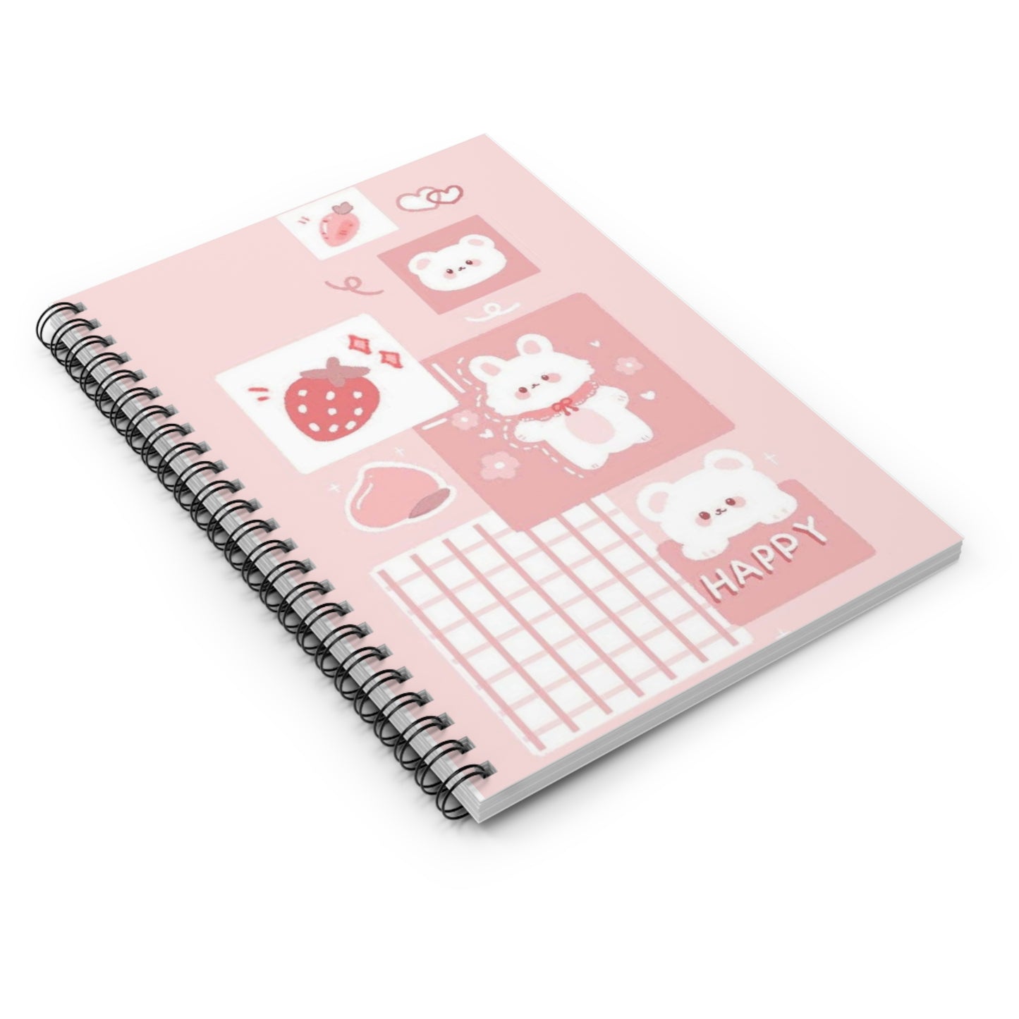 Cute Happy Strawberry Spiral Notebook - Perfect for Note-Taking and Journaling