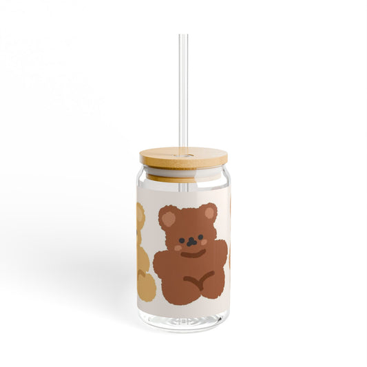 Bear Sipper Glass, 16oz - Cute Bear Design