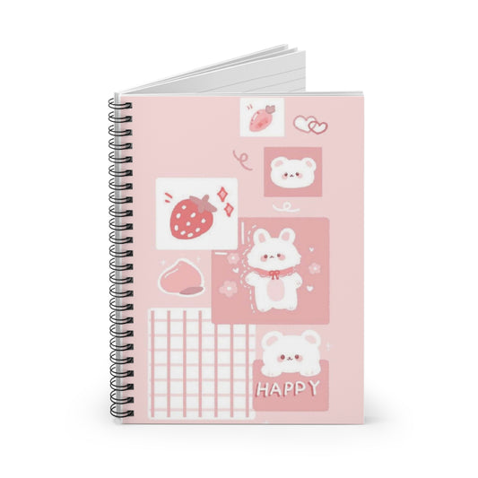 Cute Happy Strawberry Spiral Notebook - Perfect for Note-Taking and Journaling